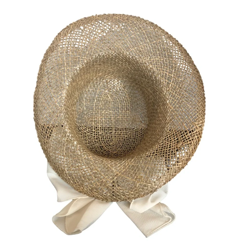 Vintage Open Weave Wicker Sun Hat - Picture 6 of 7